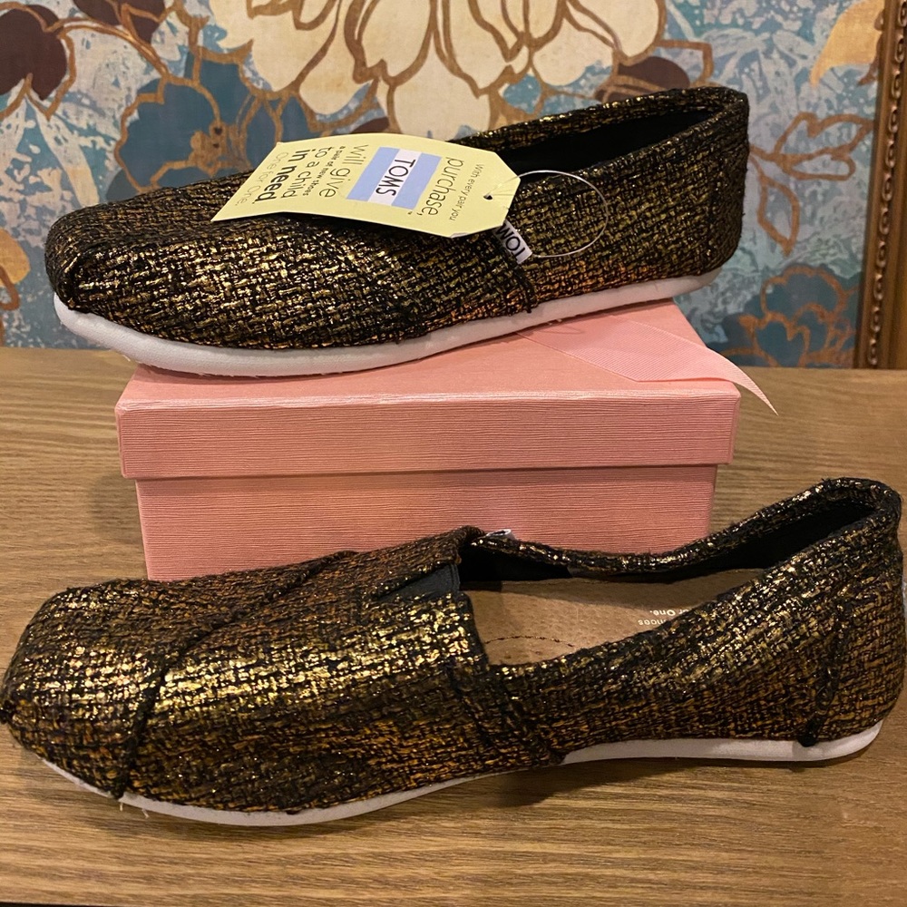 TOMS Women Classic Shoe Bronze Glitter Size 9